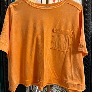 Zenana Outfitters Orange Crop Pocket Tee